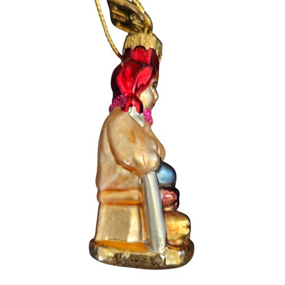 Thomas Pacconi 2.5" Girl on Sled Glass Ornament Red Scarf Vintage - Picture 4 of 6